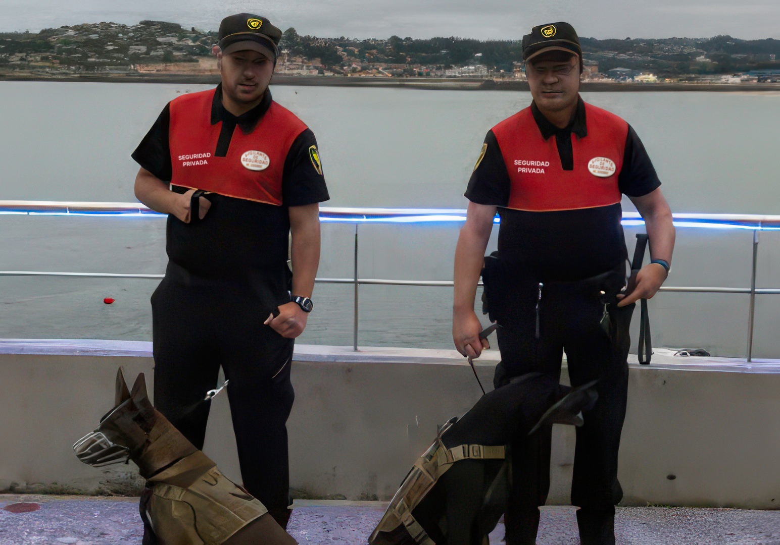 Vigilantes de seguridad de Serveco con perros