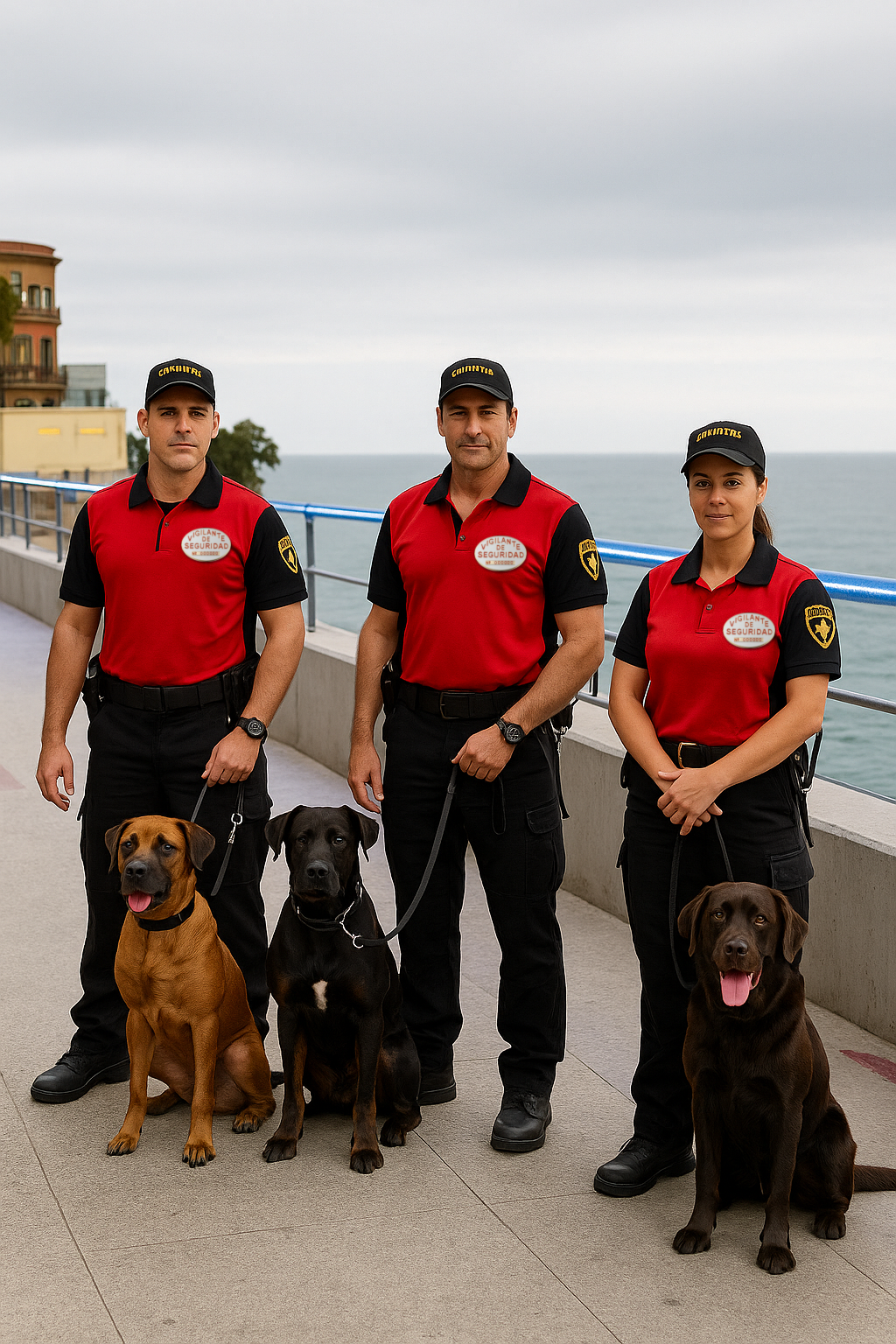 Vigilantes de seguridad de Serveco con perros
